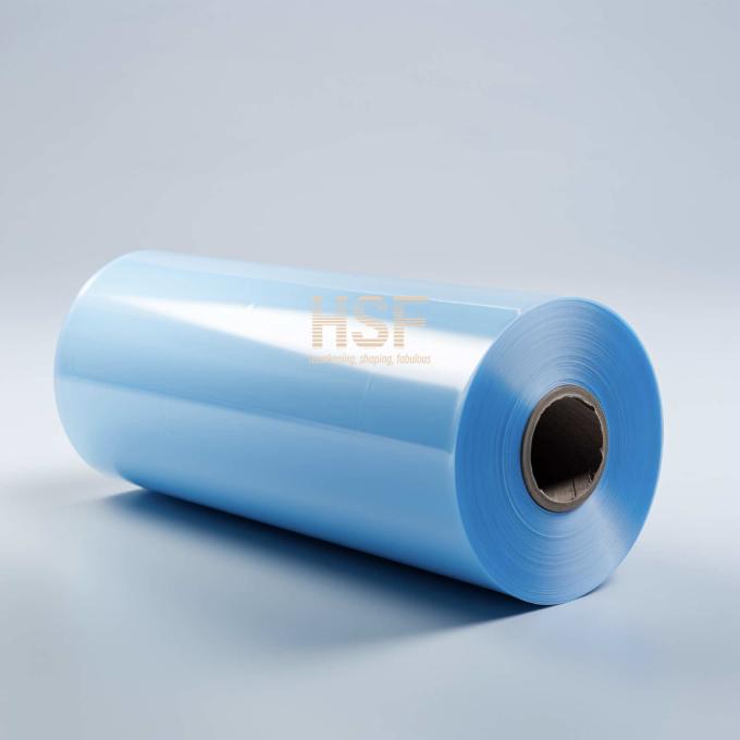 50Î¼m Translucent Blue CPP Plastic Film sample showing semi-transparent blue hue and texture
