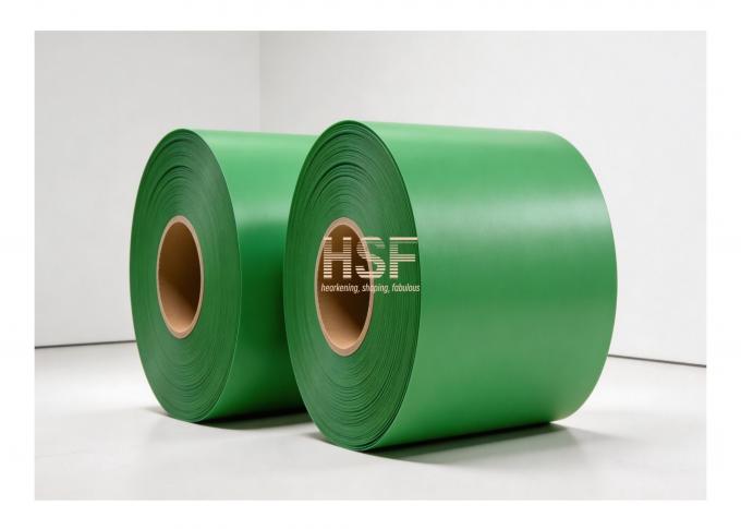 120Î¼m Green Cast PE Film roll showing uniform color and smooth surface texture